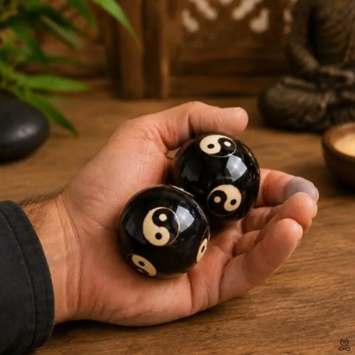 Yin Yang Meridiaankogels 48 mm met opbergdoosje