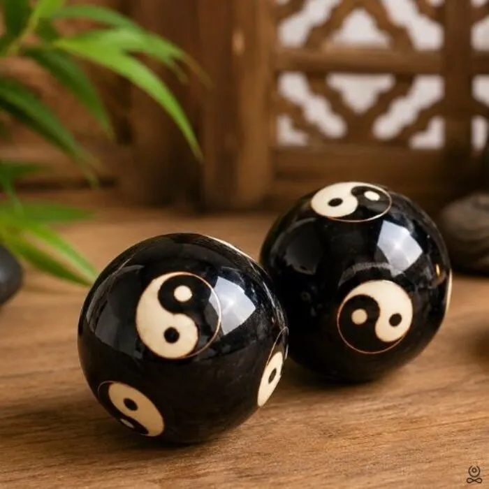 Yin Yang Meridiaankogels 48 mm met opbergdoosje