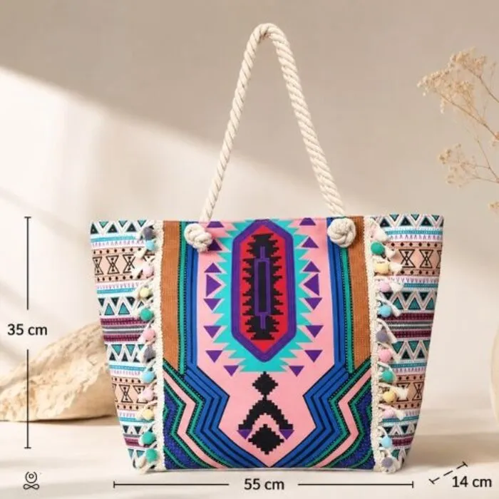 Strandtas & weekendtas Aztek kleurrijk 55 cm