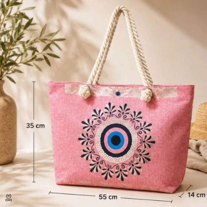 Strandtas & Weekendtas Boze Oog Roze 55 cm