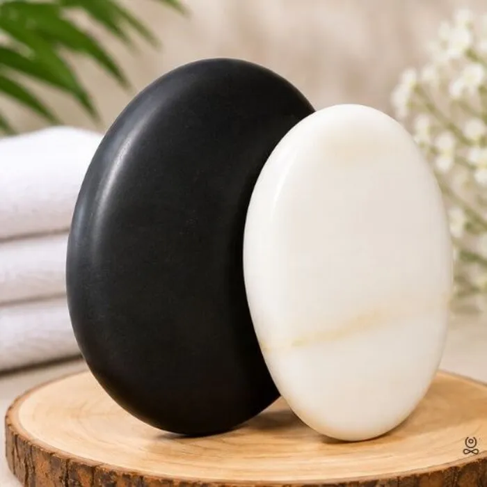 Hotstone & coldstone massageset - ca. 75 x 65 mm