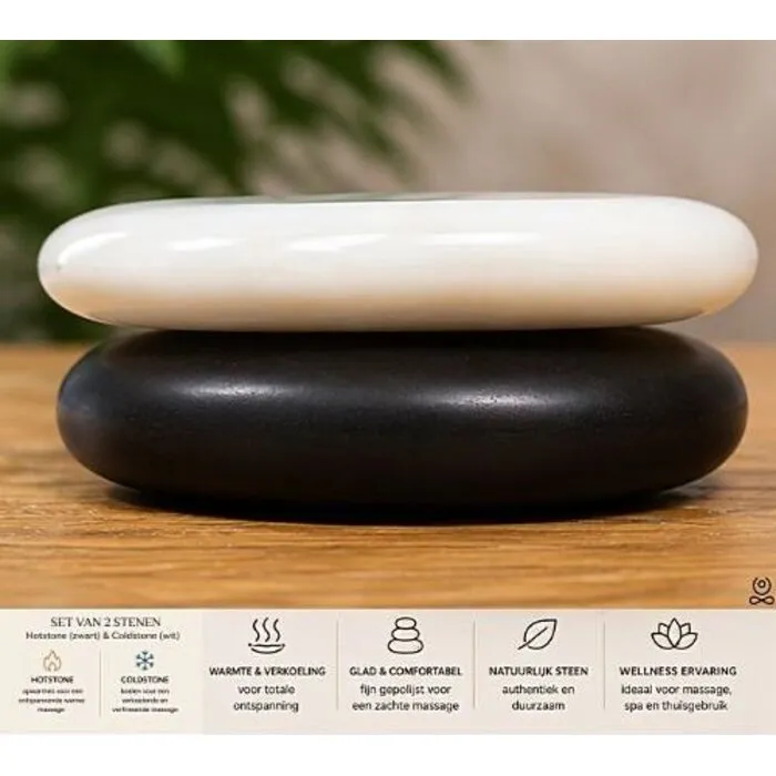 Hotstone & coldstone massageset - ca. 75 x 65 mm