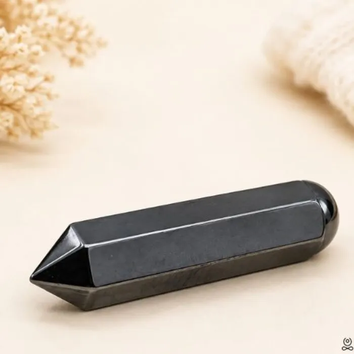 Hematiet massagestaaf met punt – ca. 6 cm - Uniek Exemplaar