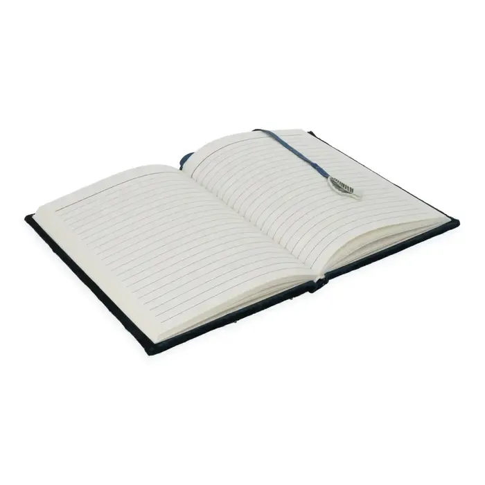 Notitieboek fluweel donkerblauw met bloemen
