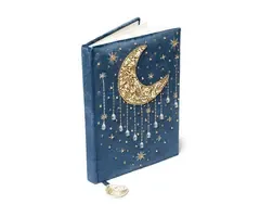 Notitieboek fluweel blauw met maan