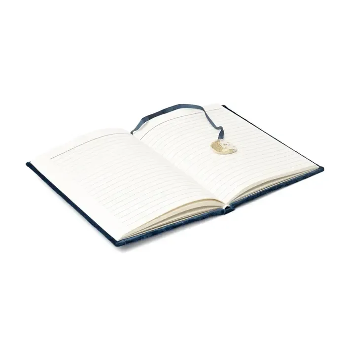 Notitieboek fluweel blauw met maan
