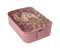 Sieraden / tarotdoos fluweel roze met godin