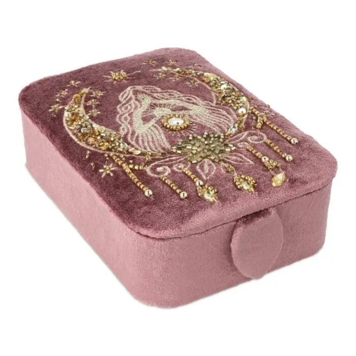 Sieraden / tarotdoos fluweel roze met godin