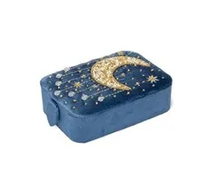 Sieraden / tarotdoos fluweel blauw met maan