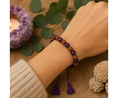 Armband Rudraksha en Amethist met aantrekkoord
