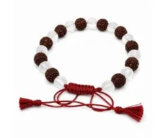 Mala armband rudraksha met bergkristal