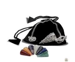 Pendel Pentagram met 7 chakra edelstenen