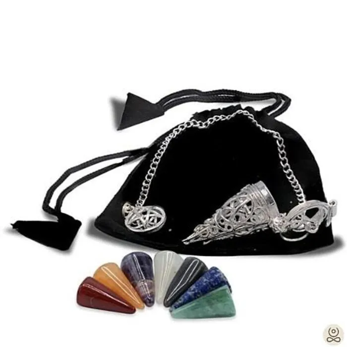 Pendel Pentagram met 7 chakra edelstenen