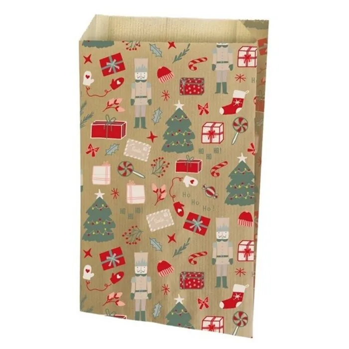 Geschenkzakjes Kerstmotief 10 stuks - 12 + 4,5 x 20 cm