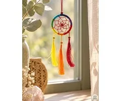 Regenboog chakra dromenvanger 6,5 cm met kaartje