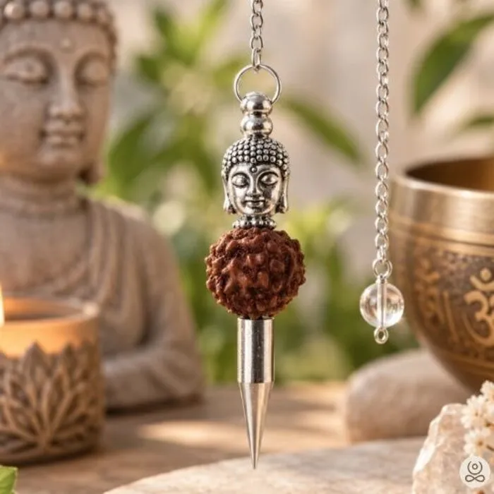 Pendel boeddha met rudraksha