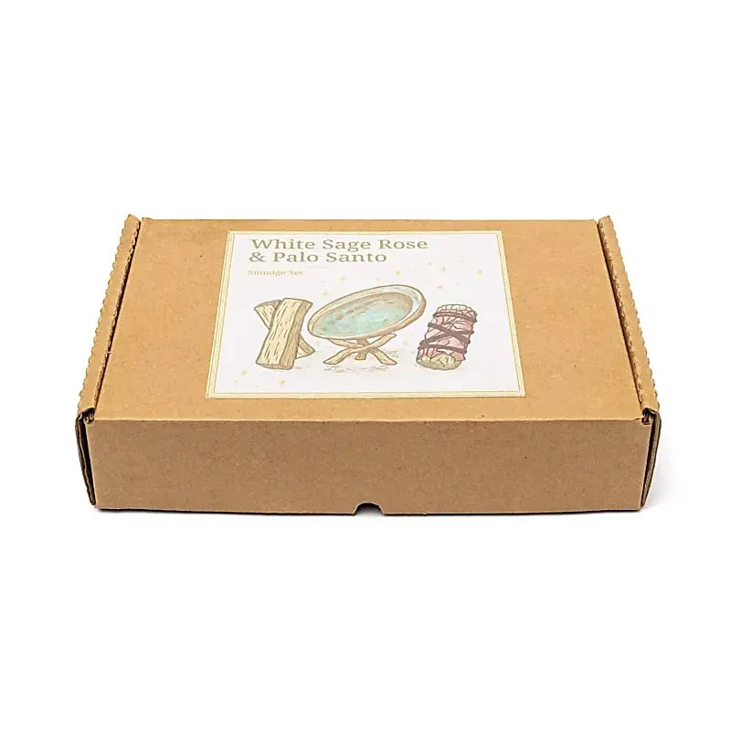 Smudge set witte salie, roos & Palo Santo