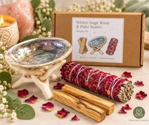 Smudge set witte salie, roos & Palo Santo