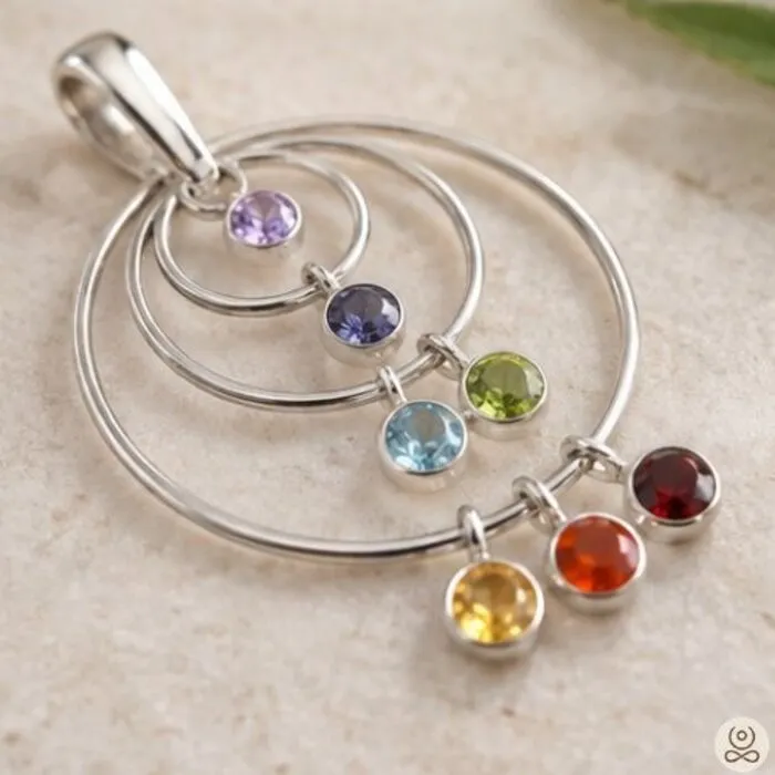 925 Sterling Zilveren Chakra Hanger met 7 Edelstenen