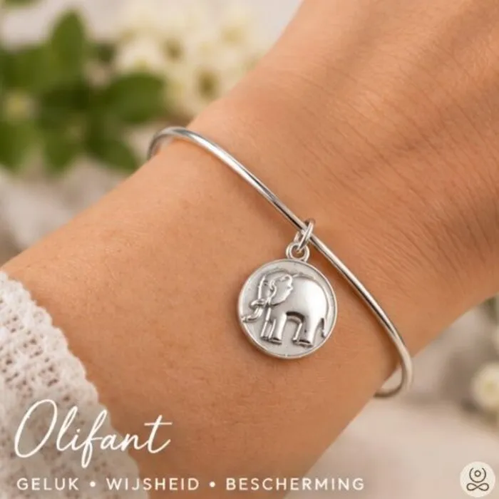 Metalen Armband met Olifant – Verstelbaar & Nikkelvrij