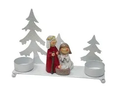 Theelichthouder kerststal metaal 20 cm
