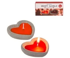 Hart in-cement kaarsje - set van 2
