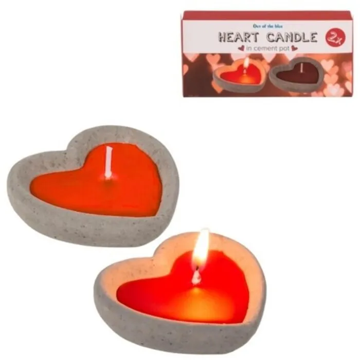 Hart in-cement kaarsje - set van 2