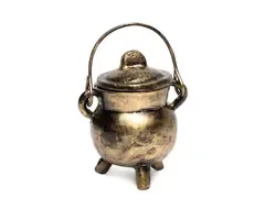 Cauldron (heksenketel) gietijzer goudkleurig klein