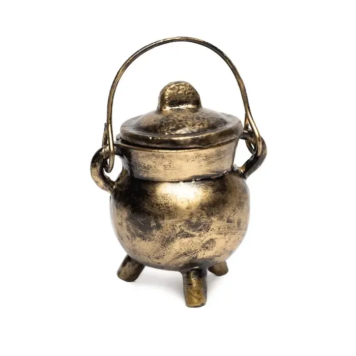 Cauldron (heksenketel) gietijzer goudkleurig klein
