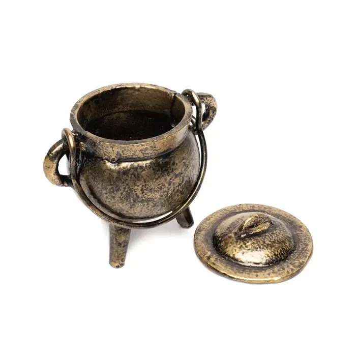 Cauldron (heksenketel) gietijzer goudkleurig 8cm