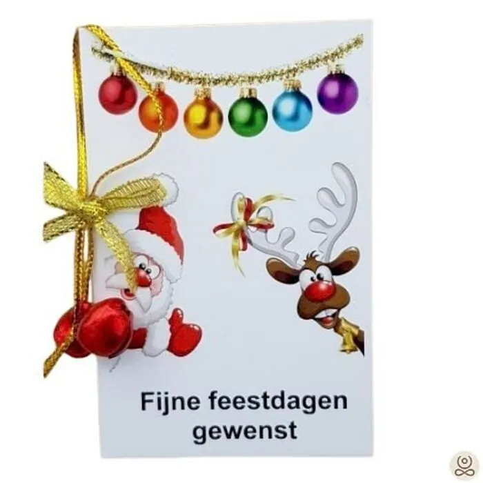 Kerstkaartje met rood kerstbelletje – klein kerstcadeautje om uit te delen