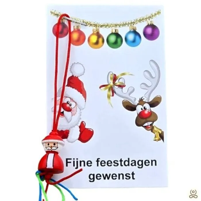 Kerstkaartje met houten kerstman – klein kerstcadeautje om uit te delen