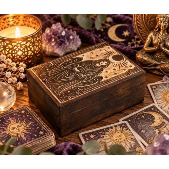 Tarotdoos Priesteres zwart mangohout
