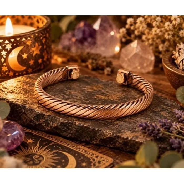 Armband koper gedraaid motief magnetisch