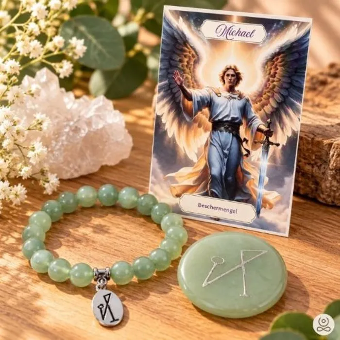 Cadeaupakket Aartsengel Michael – Jade armband & steen