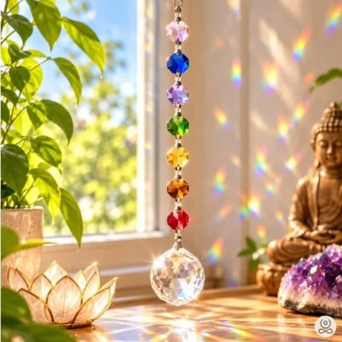 Chakra Raamhanger met Regenboogkristal – Feng Shui Crystal Oneness 20 cm