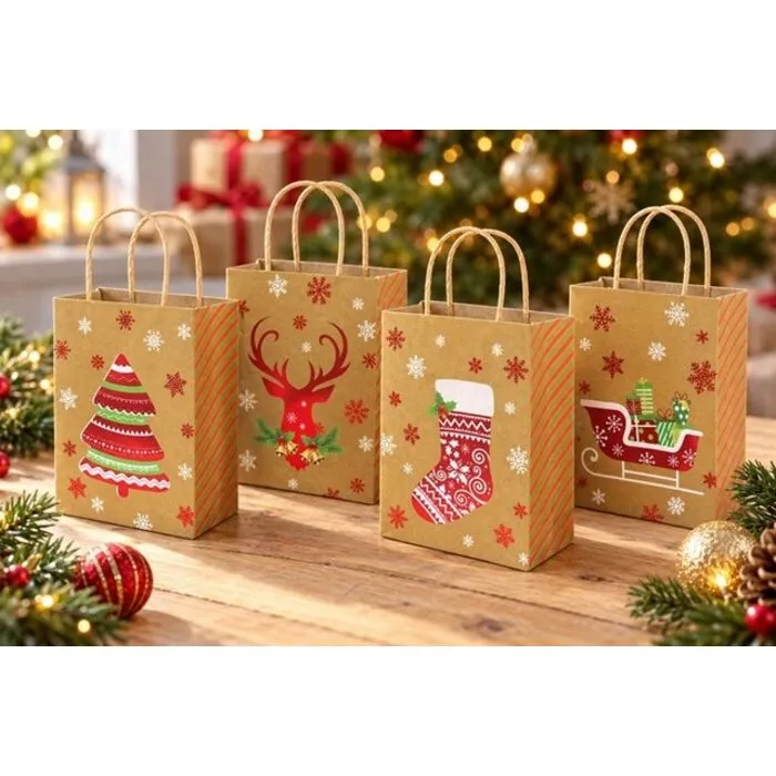 Cadeautasje Christmas 18x13x8cm - 12 stuks