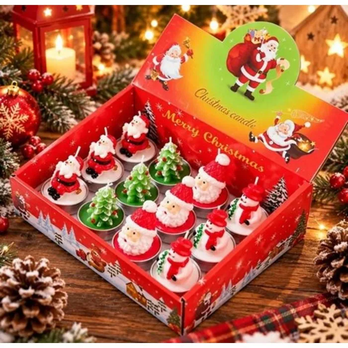 Kerst figuurkaarsje assorti 12 stuks