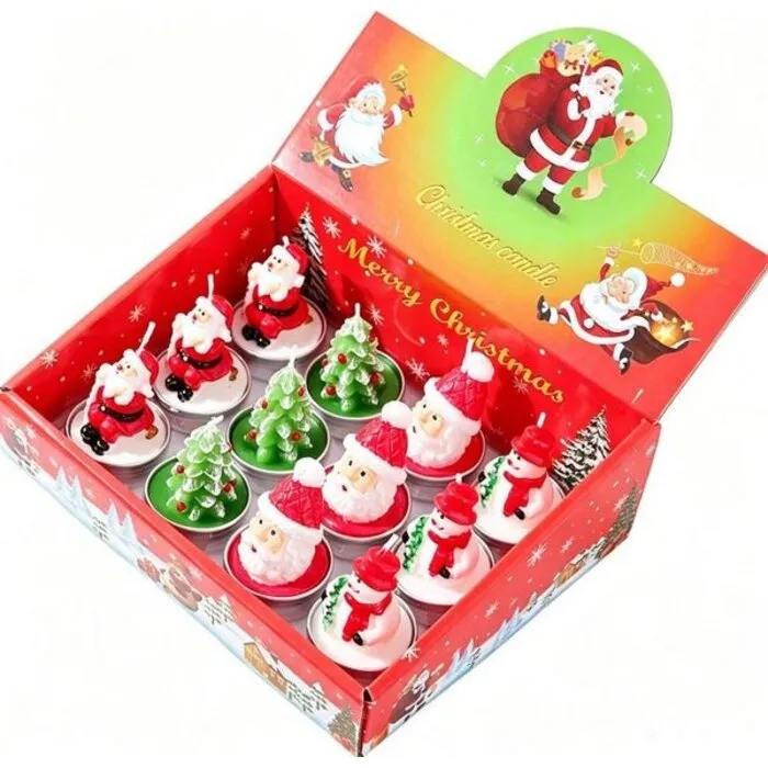 Kerst figuurkaarsje assorti 12 stuks