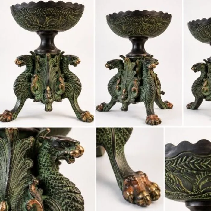 NKlaus Drachenthron Wierookbrander – Handgemaakt Massief Messing Groen – 20 cm