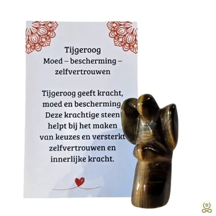 Tijgeroog Engel 5 cm – Edelstenen Engel met Betekeniskaartje