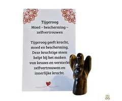 Tijgeroog Engel 4 cm met betekeniskaartje