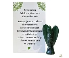 Aventurijn Engel Donkergroen 45 mm met Betekeniskaartje