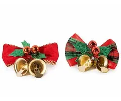 2 Kerststrikje met Belletjes en Hulst – 5 cm
