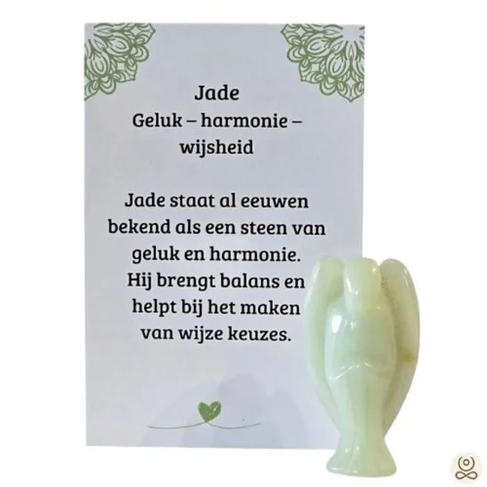 Lichtgroene Jade Engel 4 cm – Uniek Edelstenen Engeltje voor Geluk en Harmonie