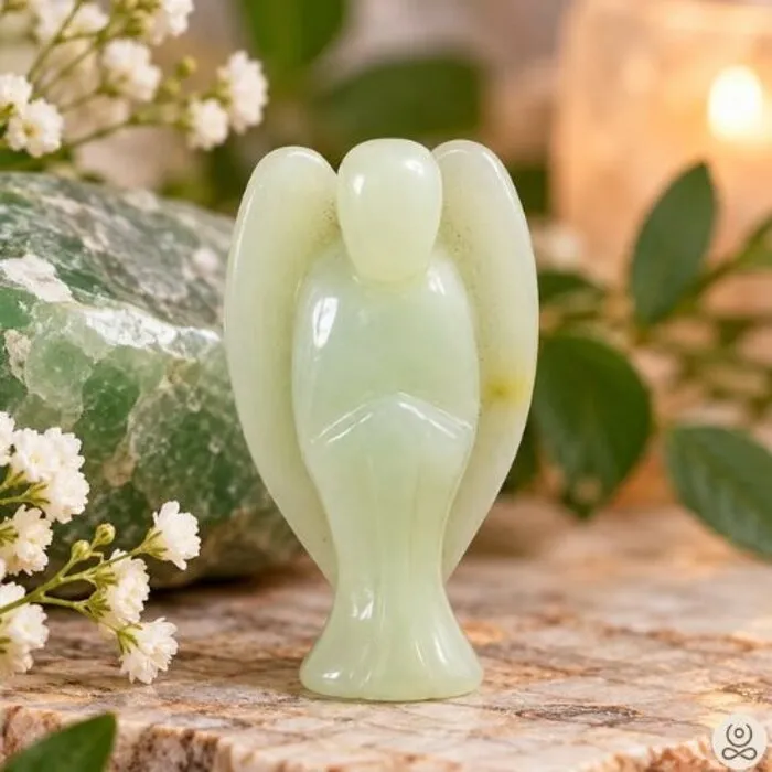 Lichtgroene Jade Engel 4 cm – Uniek Edelstenen Engeltje voor Geluk en Harmonie