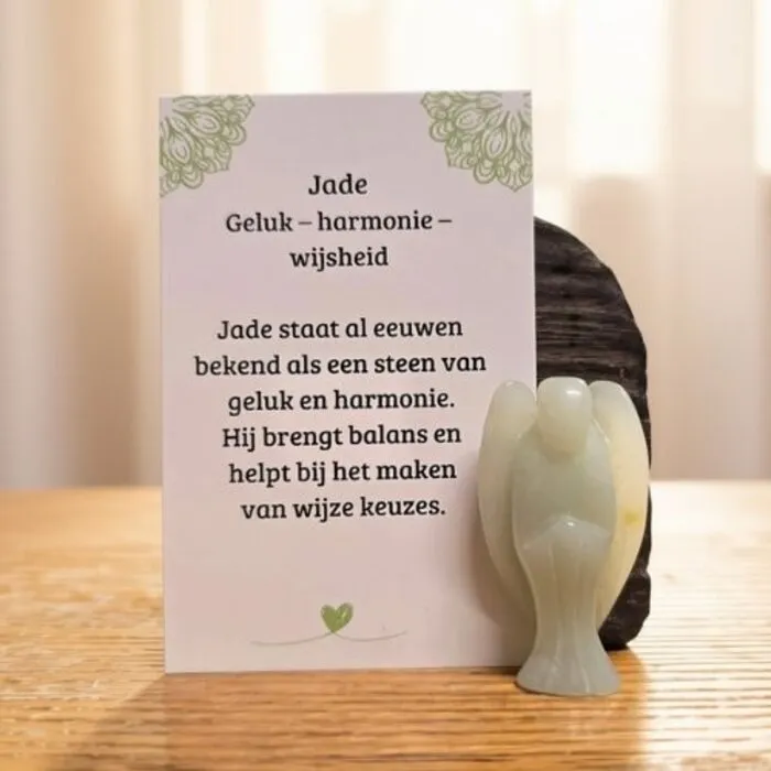 Lichtgroene Jade Engel 4 cm – Uniek Edelstenen Engeltje voor Geluk en Harmonie