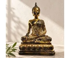 Boeddhabeeld goud-zwart 25 cm