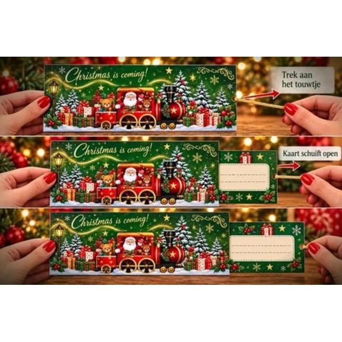 Schuifbare Kerstkaart met Envelop – 19,5 cm