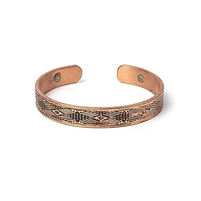 Magnetische Koperen Armband met Geometrisch Patroon – 7 cm.